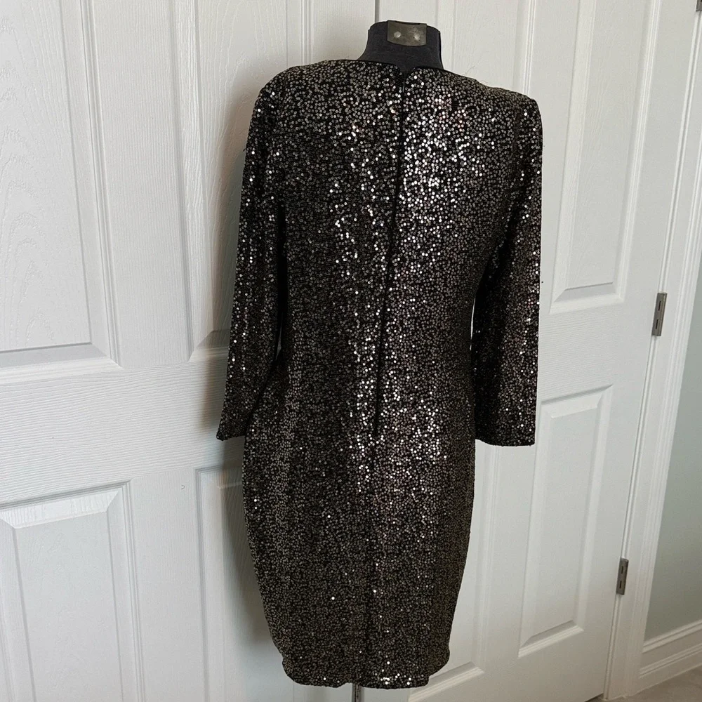Eliza J Black metallic Sequin Long Sleeve Dress Evening Prom✨ - Picture 4 of 11